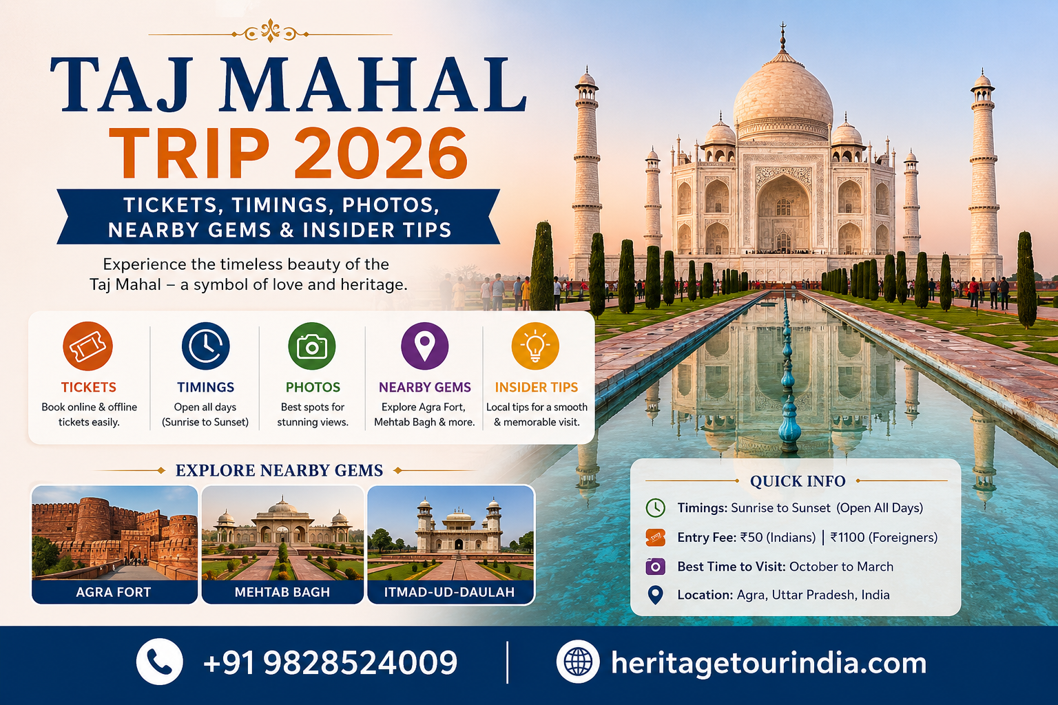 Taj Mahal Trip 2026: Tickets, Timings, Photos, Nearby Gems & Insider Tips