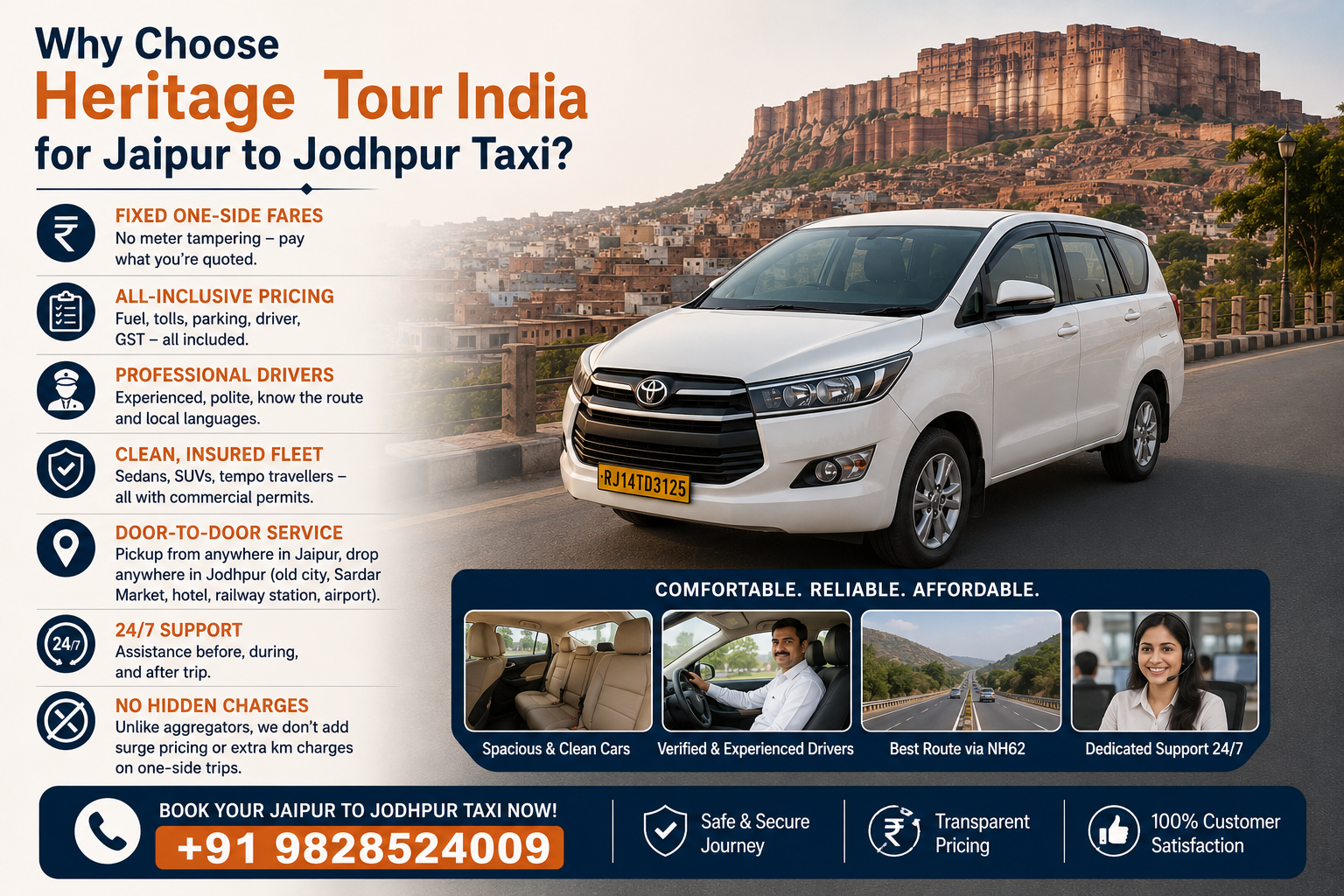 Why Choose Heritage Tour India for Jaipur to Jodhpur Taxi?