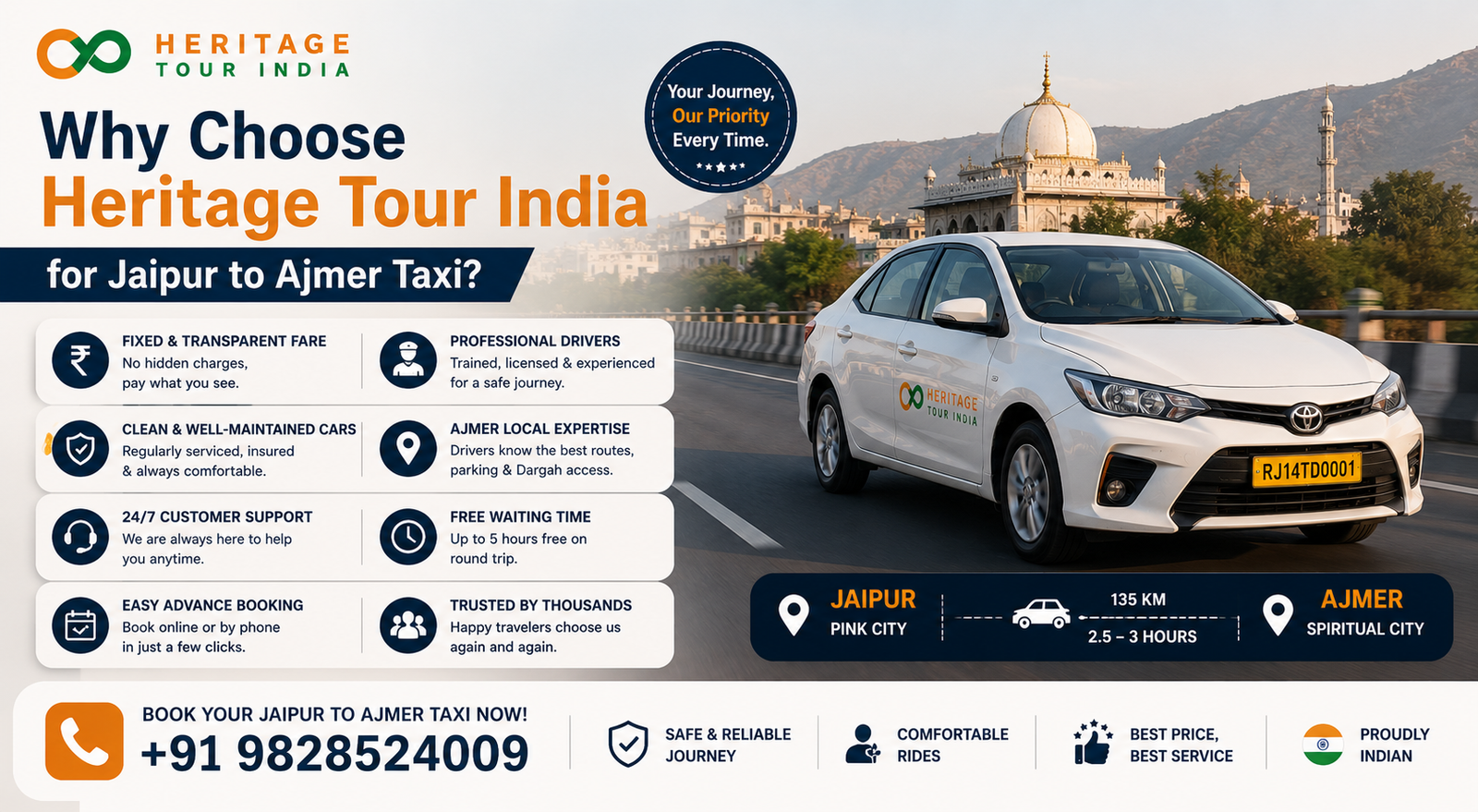 Why Choose Heritage Tour India for Jaipur to Ajmer Taxi?