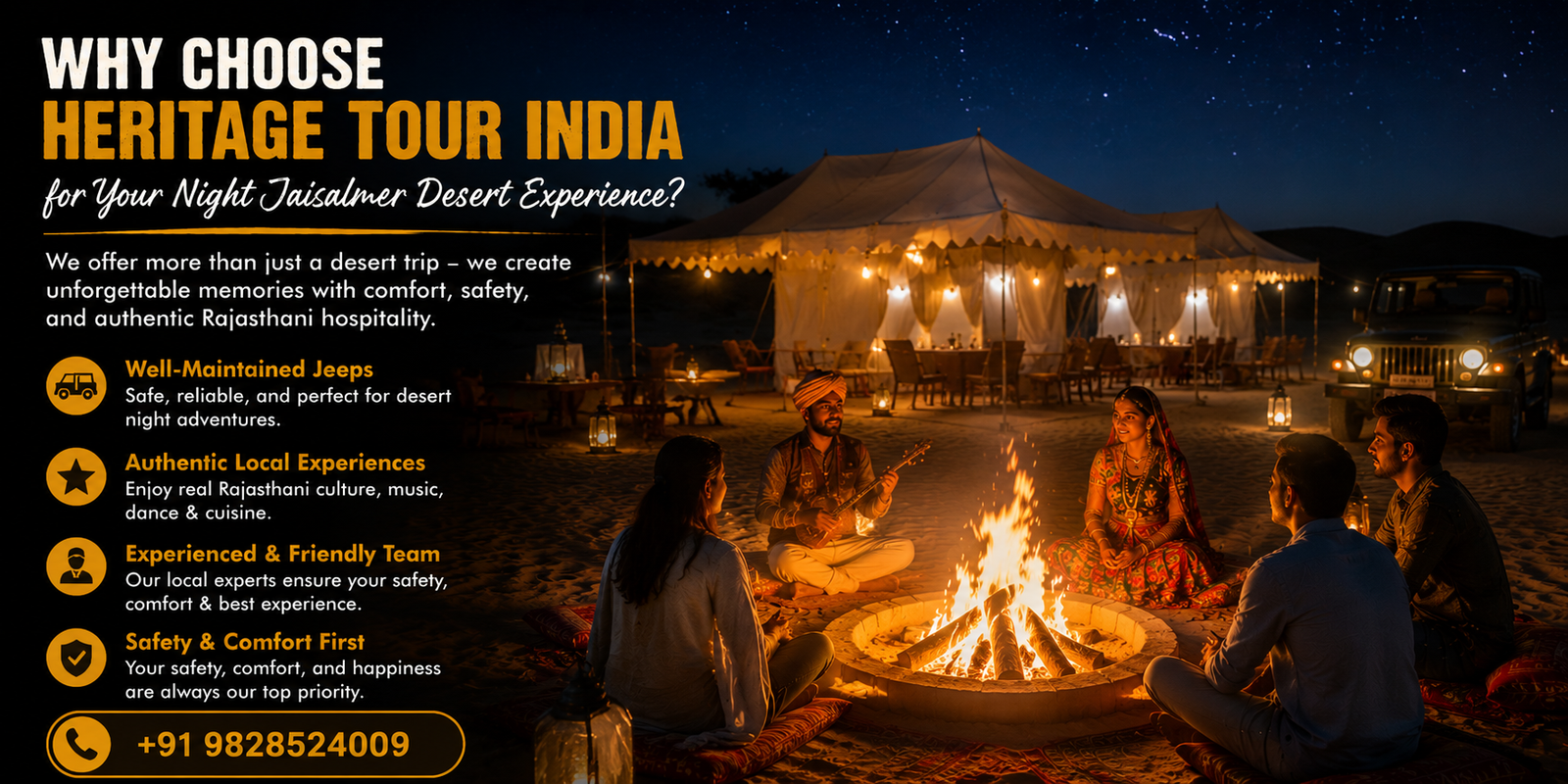 Why Choose Heritage Tour India for Your Night Jaisalmer Desert Experience?