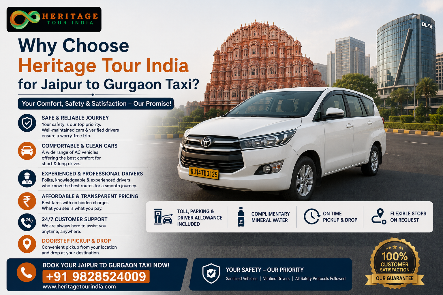 Why Choose Heritage Tour India for Jaipur to Gurgaon Taxi?